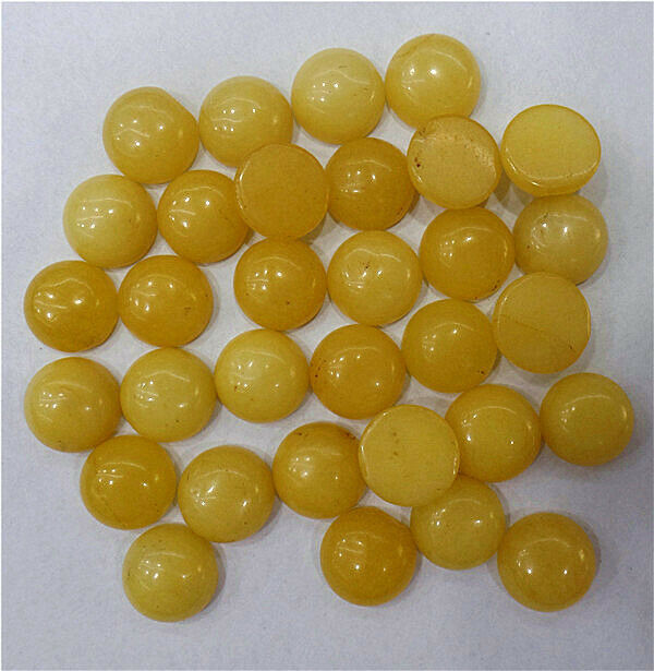 100Pcs 8mm Wholesale Yelow Jade Round Cab Cabochon DIY Accessories HH7103