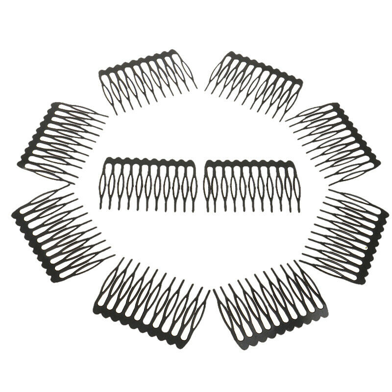 10pcs 10 Teeth Plain Wig Comb Soft Comfortable Metal Professional