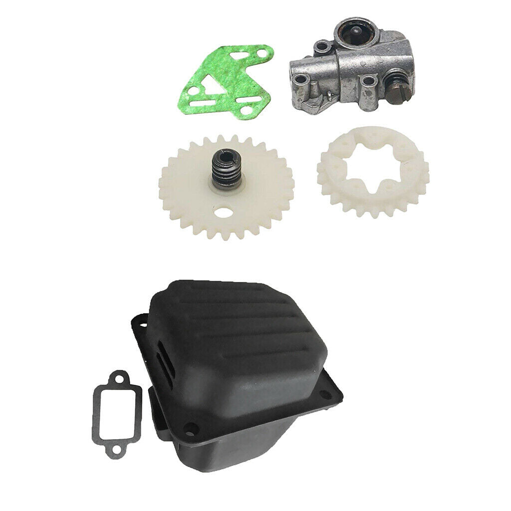 2 Sets Carburetor Parts Oil Pump Oiler Worm Gear Spur Wheel Lawnmower for