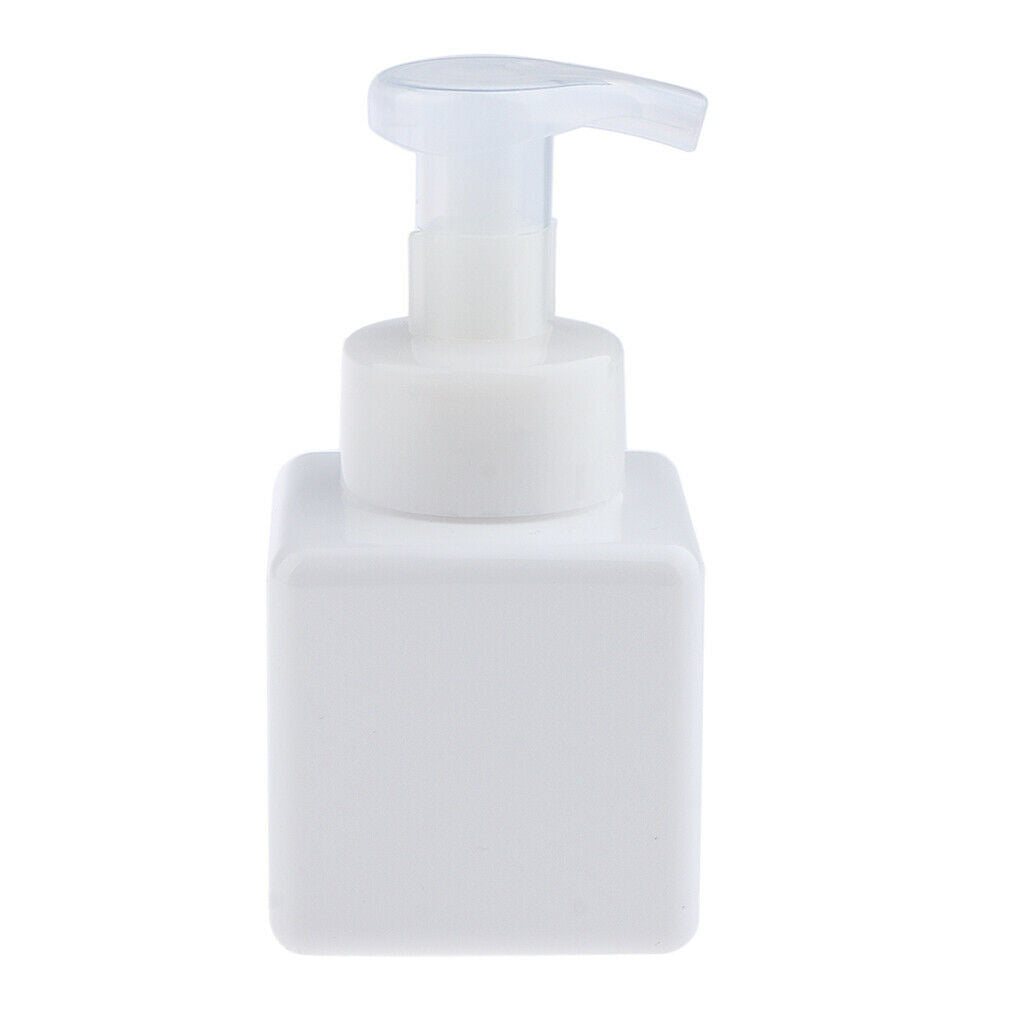 2 lot Empty Shampoo Mousse Lotion Pump Bottles Square Dispenser Brown+White