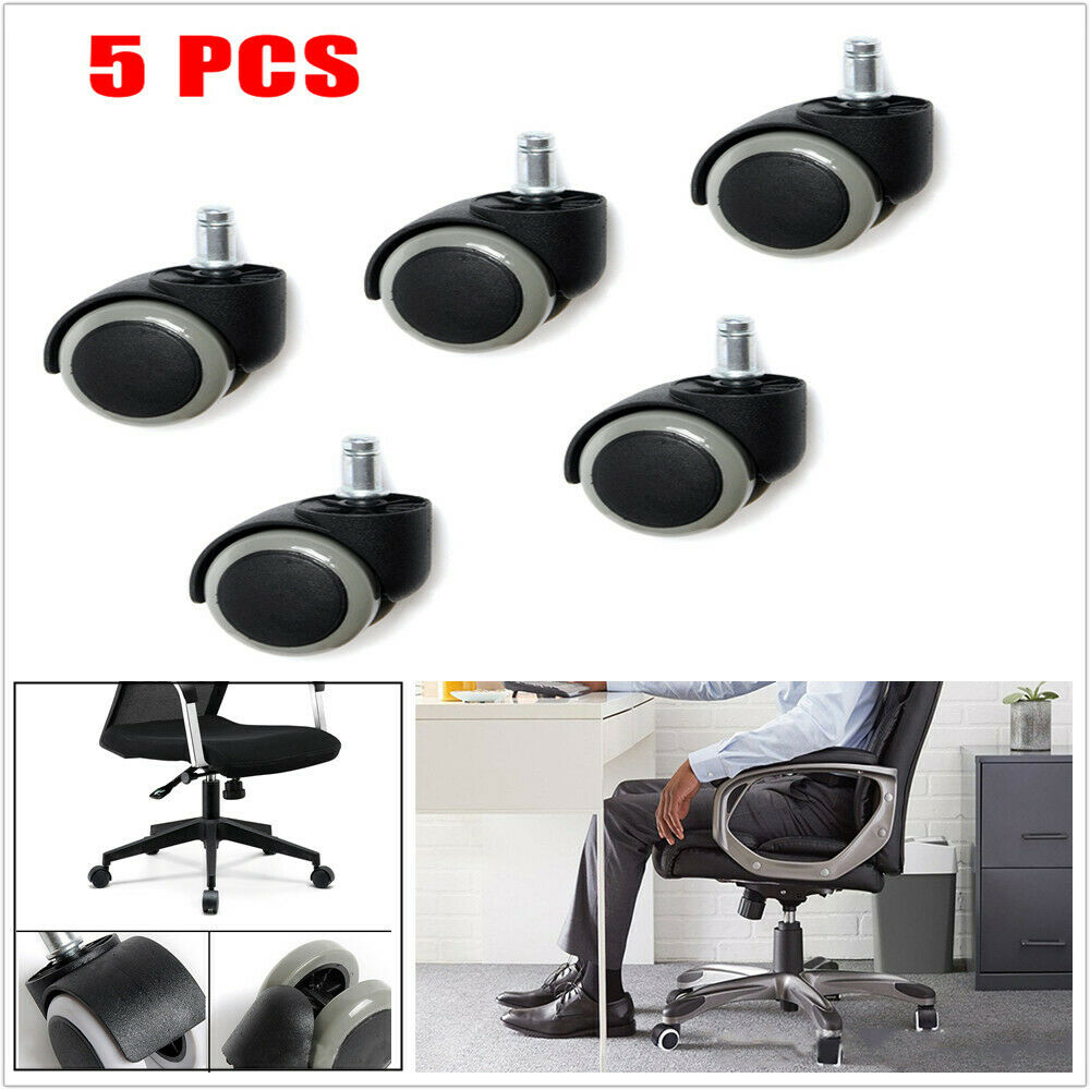 5x Soft PU Casters Wheels For Office Chair Hardwood Heavy Duty Replacement 7/16"