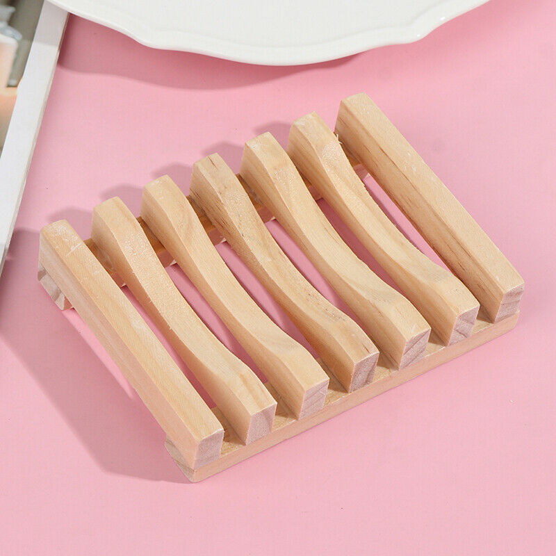 Wooden Natural Soap Dishes Tray Holder Storage Soap Rack Pla.l8