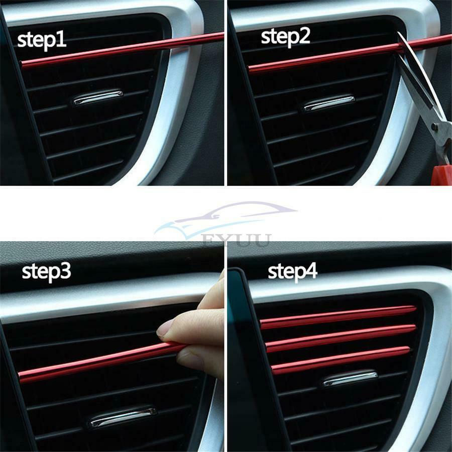 10×PVC Universal Auto Air-conditioning Vent Bar DIY Decoration Trim Bright Strip