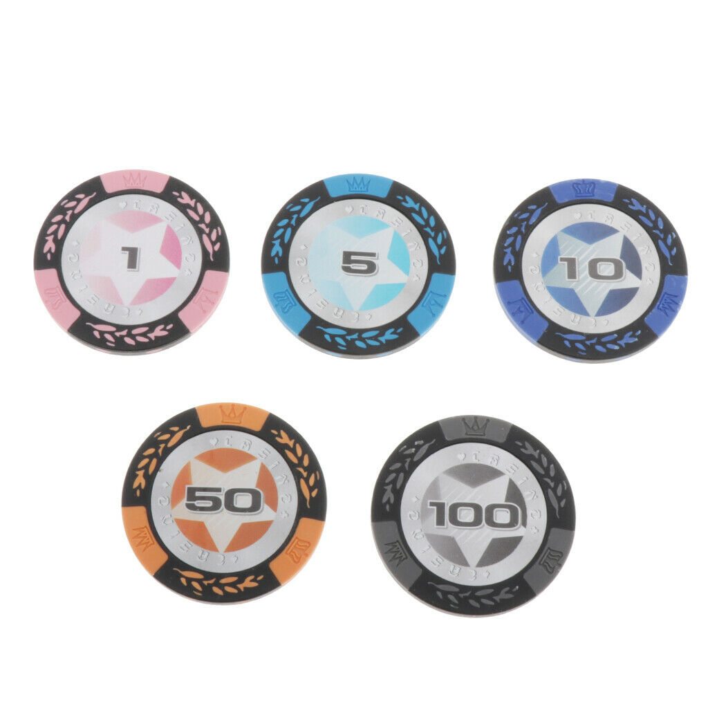 100pcs Chips Wheat Poker Chips Set Casino Game Token Caly Chip 1 5 10 50 100