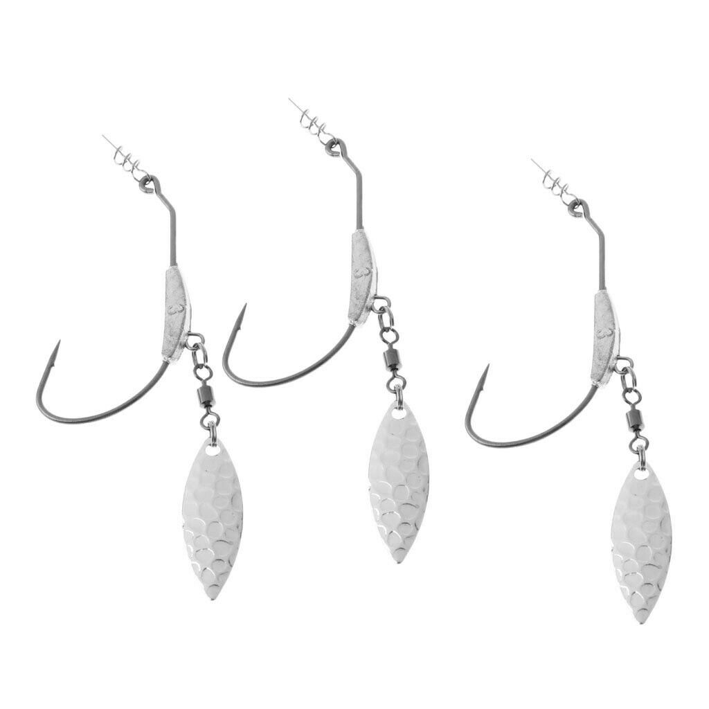 6PCS Flashy Swimmer Hooks W/ Centering-Pin Spring & Lead & Spoon for Swimbaits