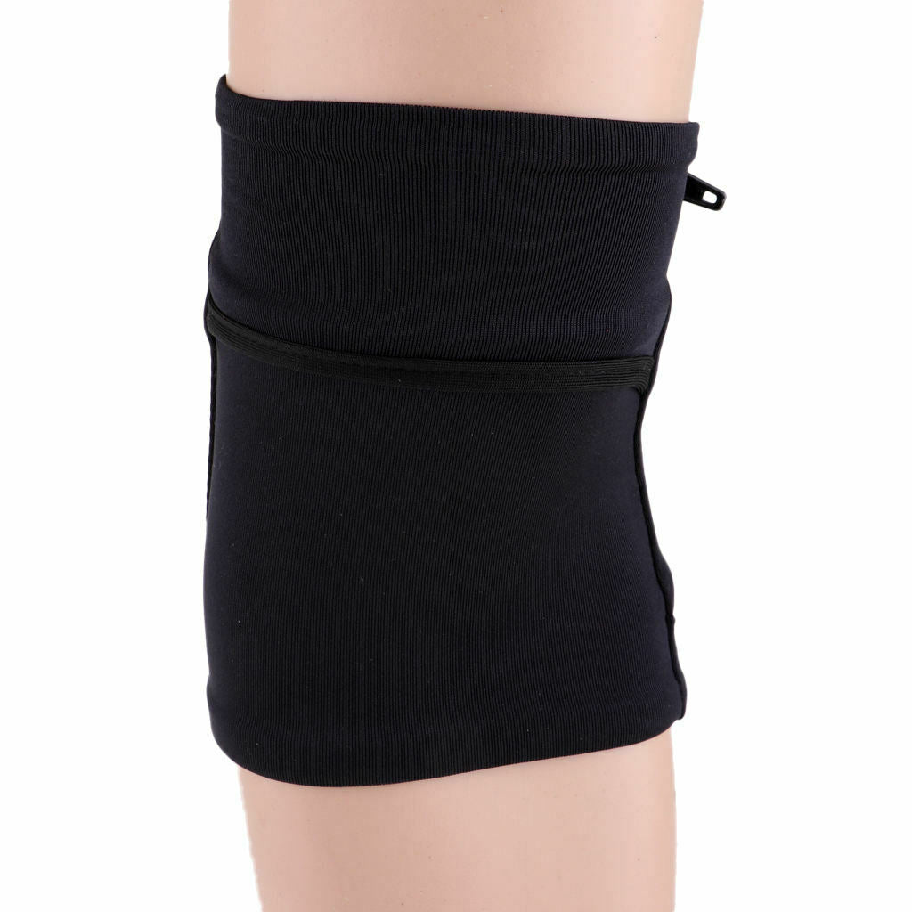 Black Sports Running Gym Wristband Sweatband Zipper Pocket Wallet