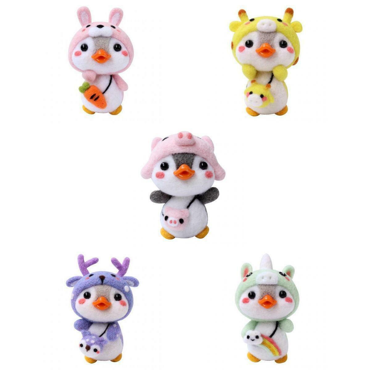 5pcs Lovely Penguin Animal  Felting Kit With Basic Tools For Beginners