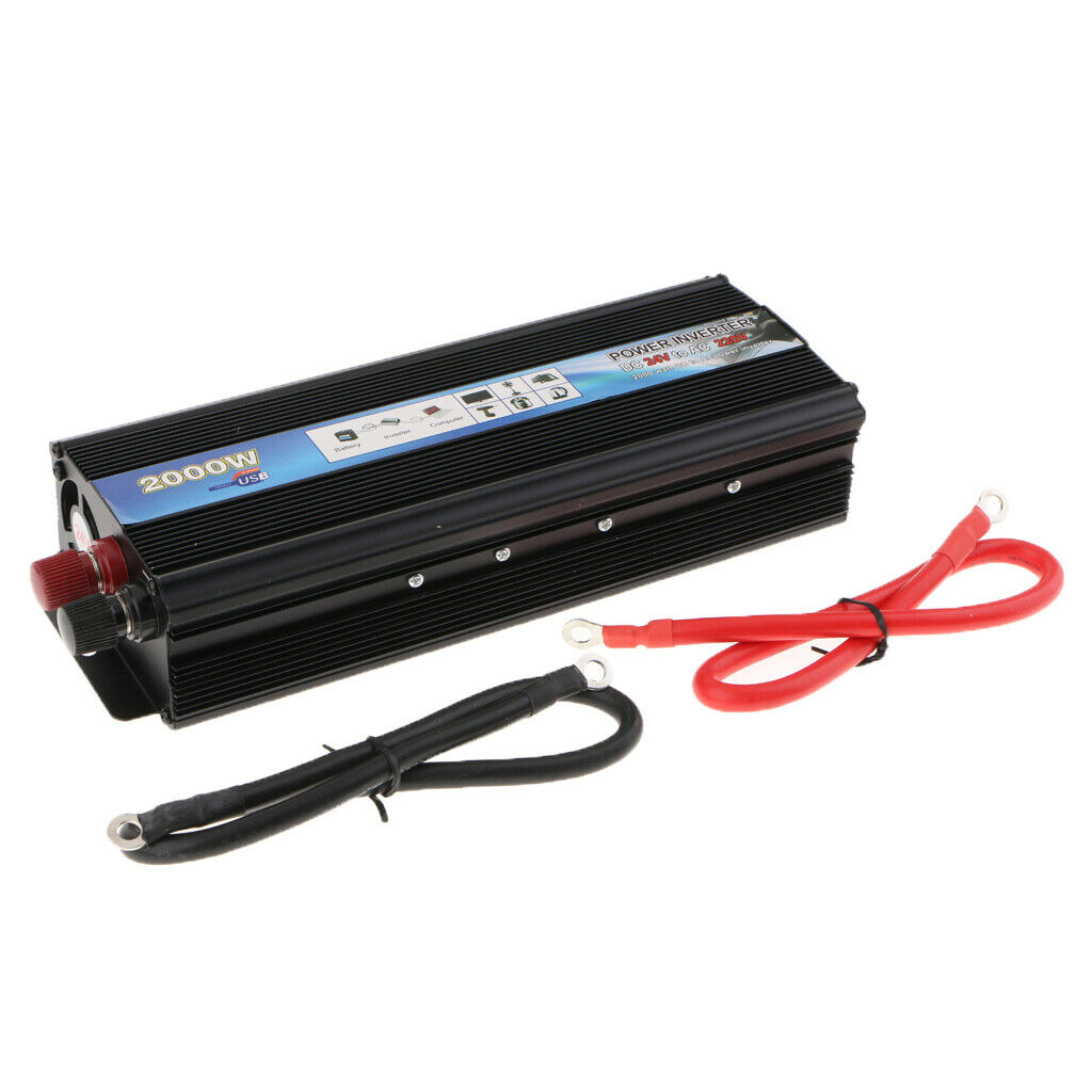 2000W Modified Sine Wave Solar Power Inverter 24V to 220V Converter Black