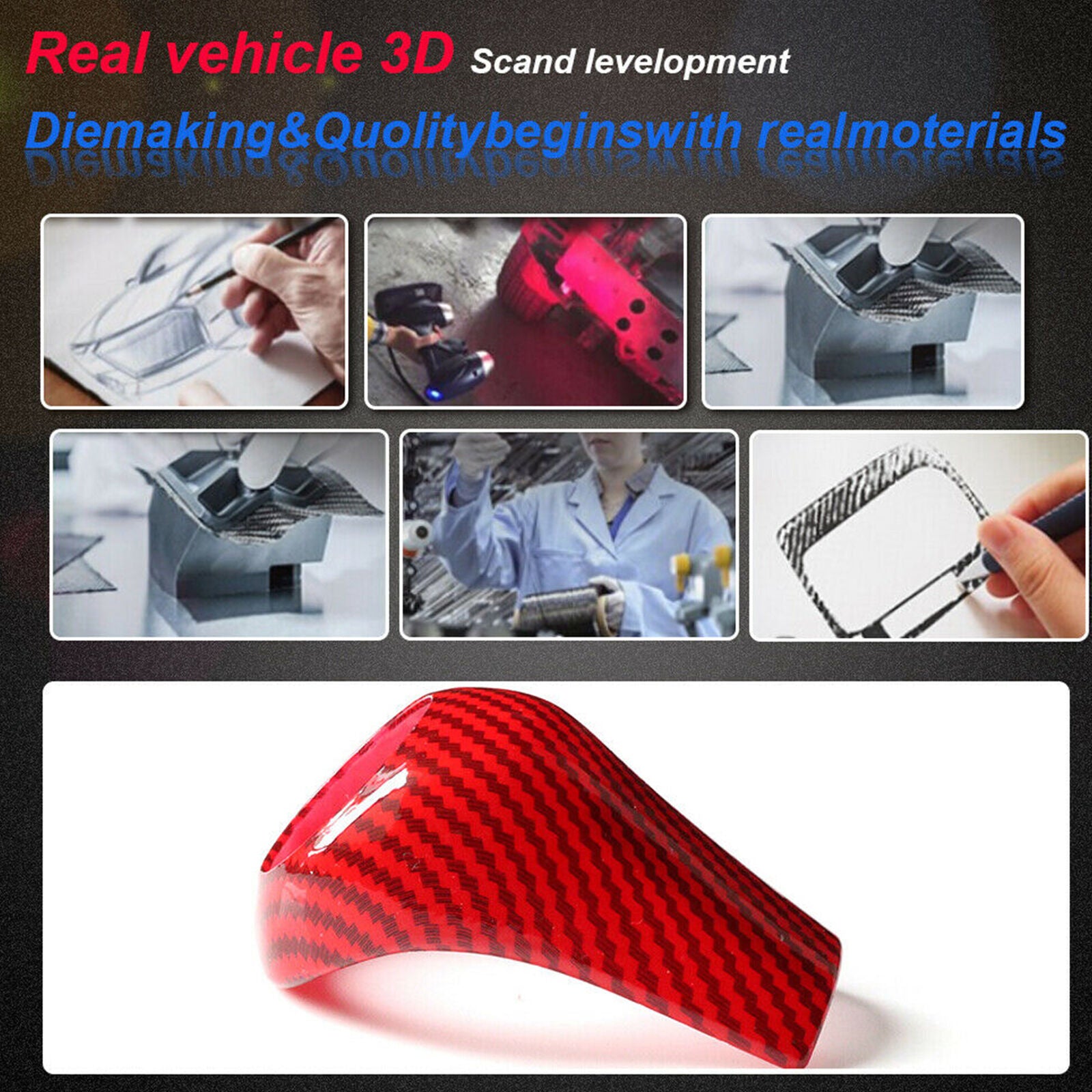 Red Carbon Fiber Gear Shift Knob Cover Trim For Mercedes-Benz W204 C E G GLS