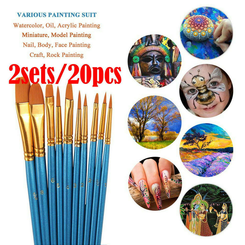 Acrylic Paint Brush Set Nylon Hair Brushes All Purpose Oil Watercolor Painting