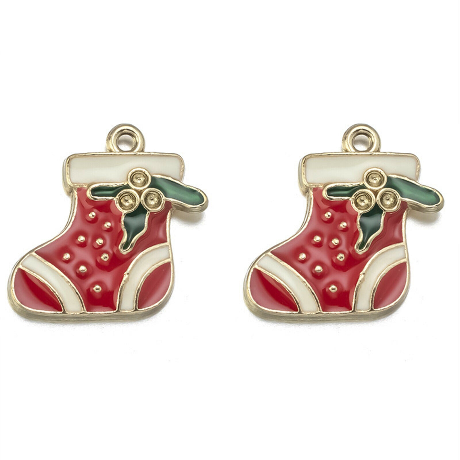 20pcs Alloy Cute Charms Christmas Styles Enamel Pendants DIY Jewelry Making
