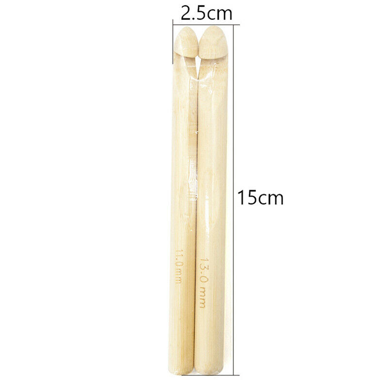 1Pair Big Wood Crochet Hook 11mm 13mm Weaving Needle Wooden Knitting Hoo.l8