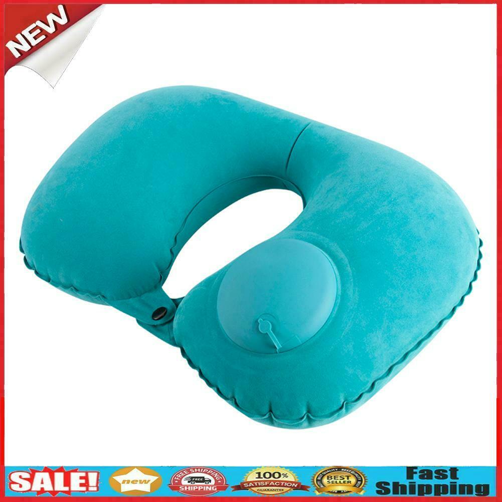 Inflatable Neck Pillow Support U Shaped Travel Pillow for Car Auto (Blue)  @