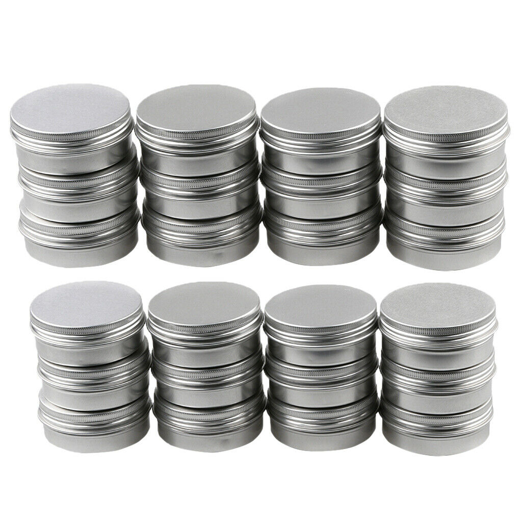 lot 24 Aluminum Round Screw Lid Cosmetic Lip Balm Tins Container Box 30g 10g