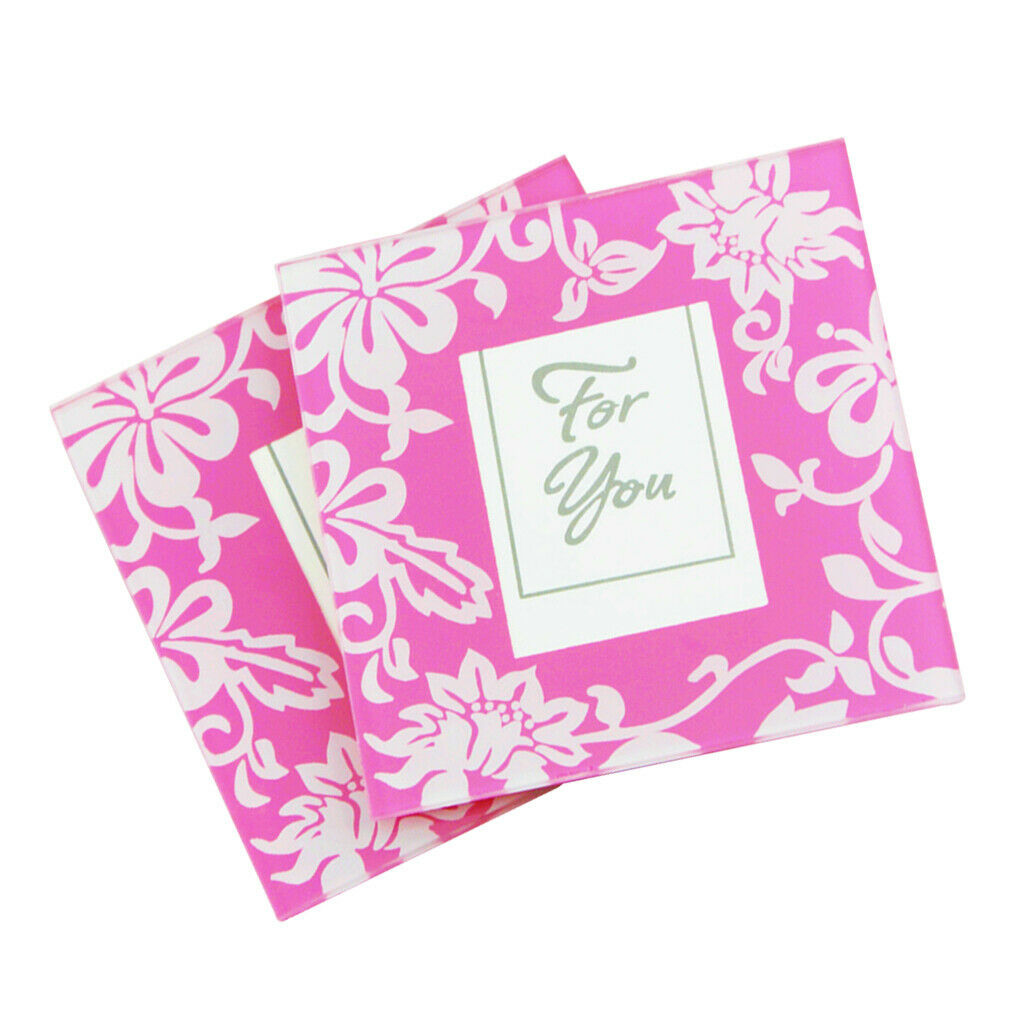 2pcs Pink Flourish Glass Photo Coaster Set Graduation Season Wedding Gift