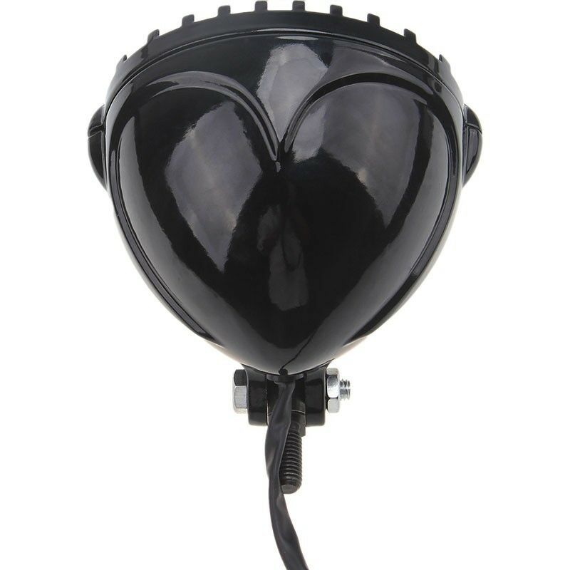 Motorcycle Finned Grill LED Headlight For Suzuki Chopper Bobber Cafe Racer Black