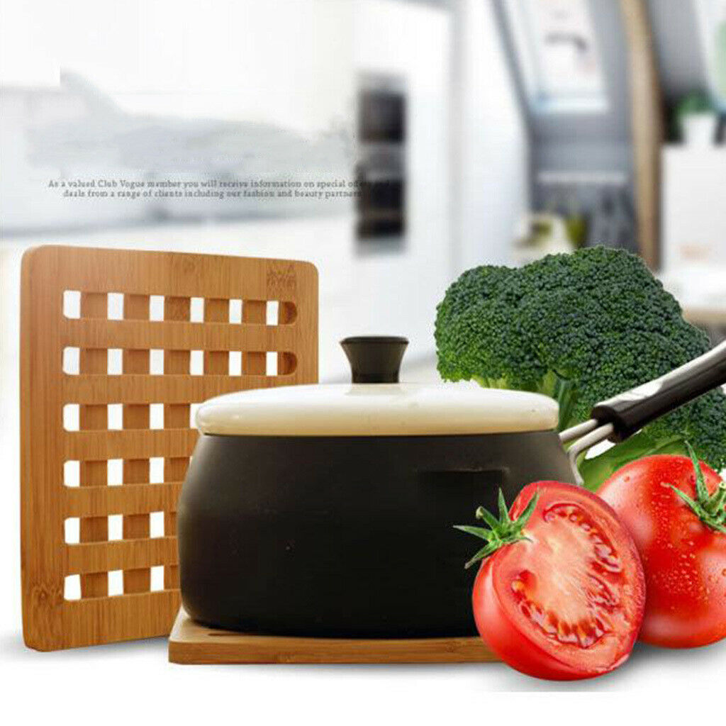 3pcs Natural Bamboo Trivet Mat Dish Holder for Hot Pot Bowl Pads Trivet