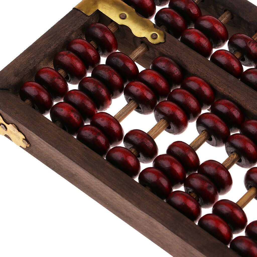 Wooden Abacus Soroban 9 Rods Beads Column Tool Classic Math Calculator