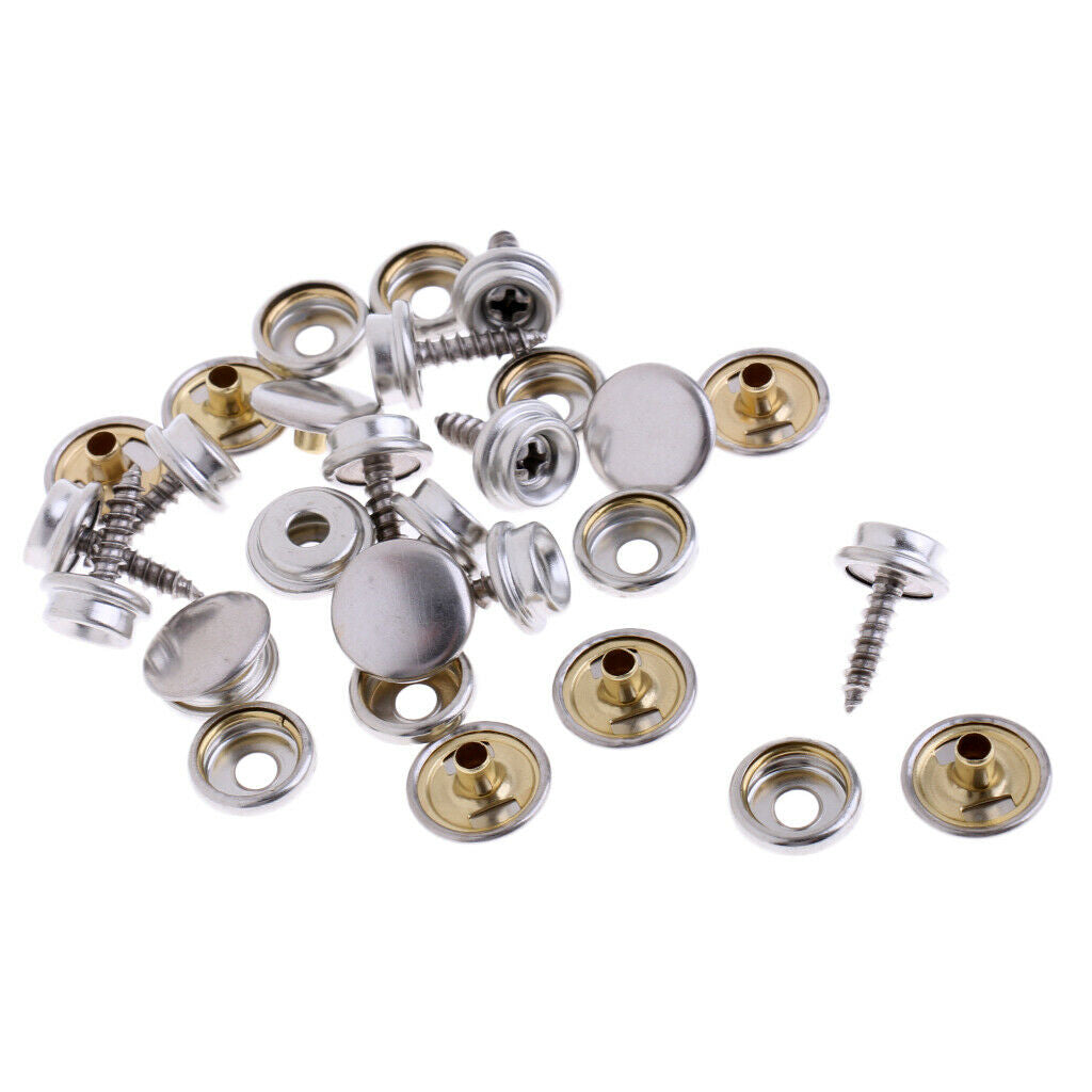 10Pcs Stainless Boat Cover/Canopy Fittings Snap Fastener Screw Stud Sockets