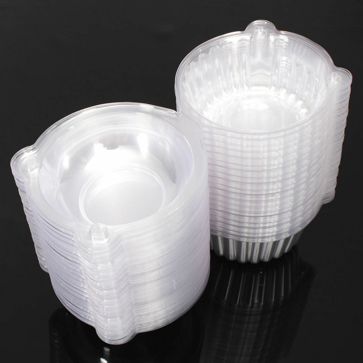 Hot 25pcs Individual Clear Plastic Single Cup Cake Muffin Case Pods Domes Boxes