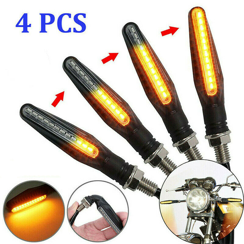 Flexible Motorcycle 12-LED Amber Turn Bike Signal Indicators Blinker Lights