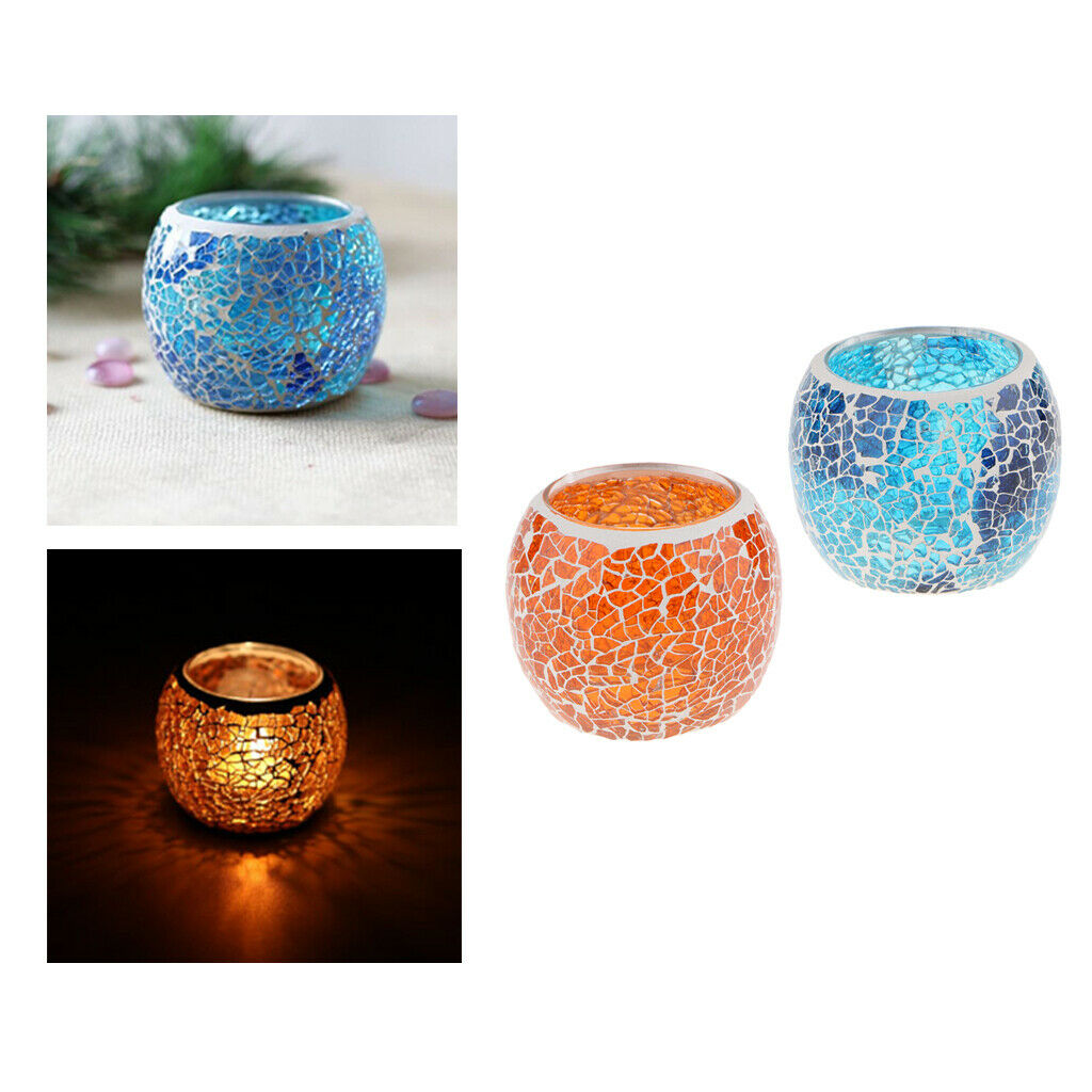 Votive Candle Holder Glass Candlestick Orange And Blue Candlestick