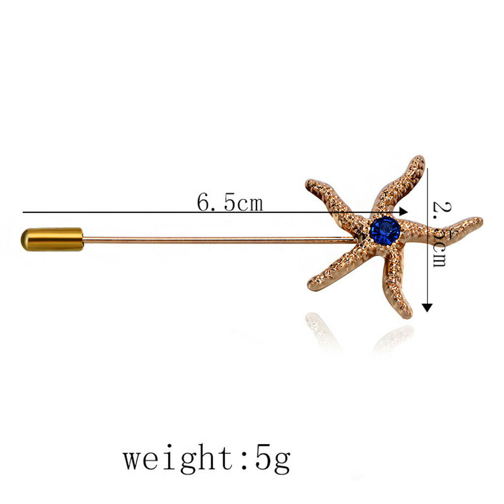 Women Mens Starfish Lapel Stick Pin Brooch Badge for Tie Hat Scarf Accessory