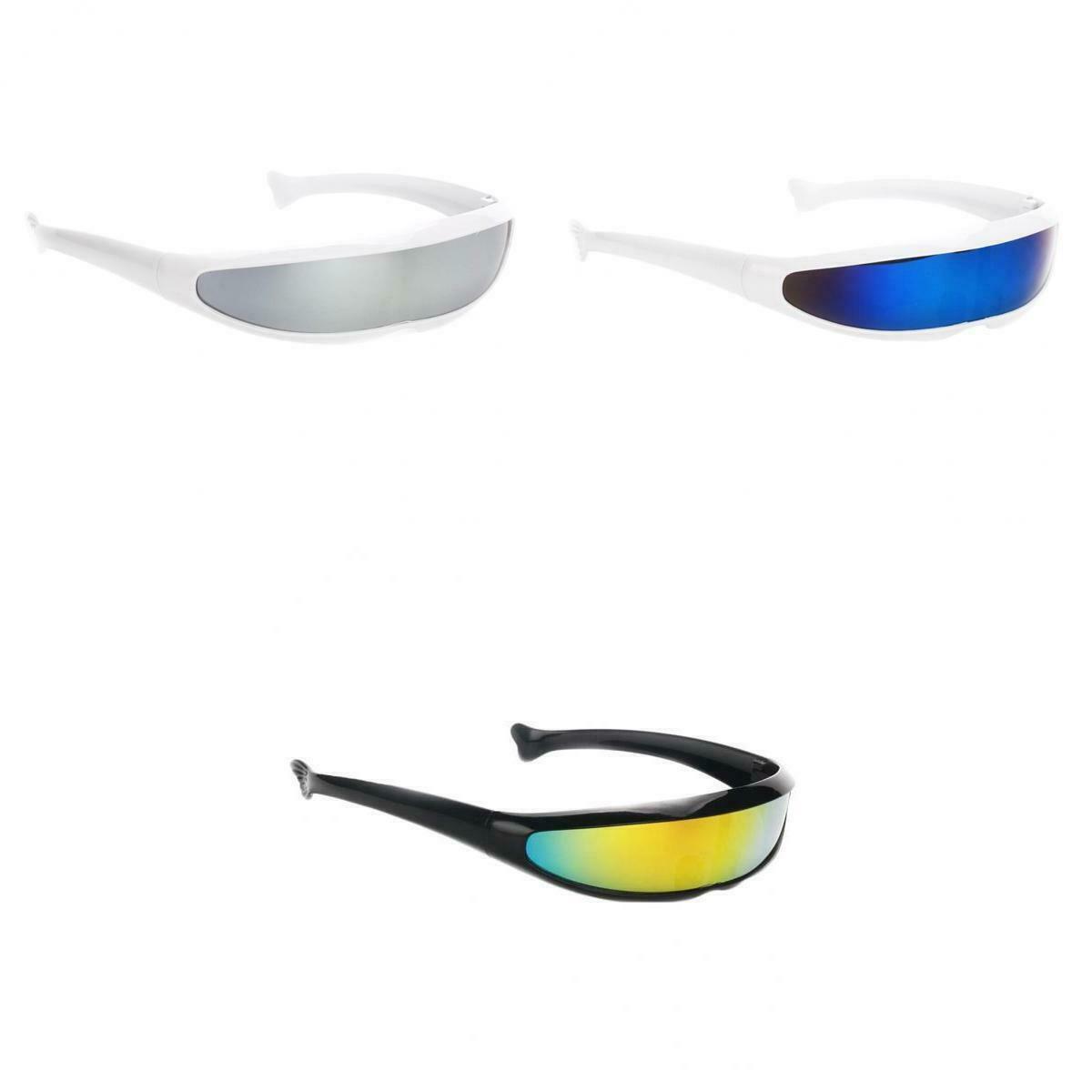 3/set Futuristic Cyclops Mirrored Sunglasses Narrow Monoblock Shield Glasses