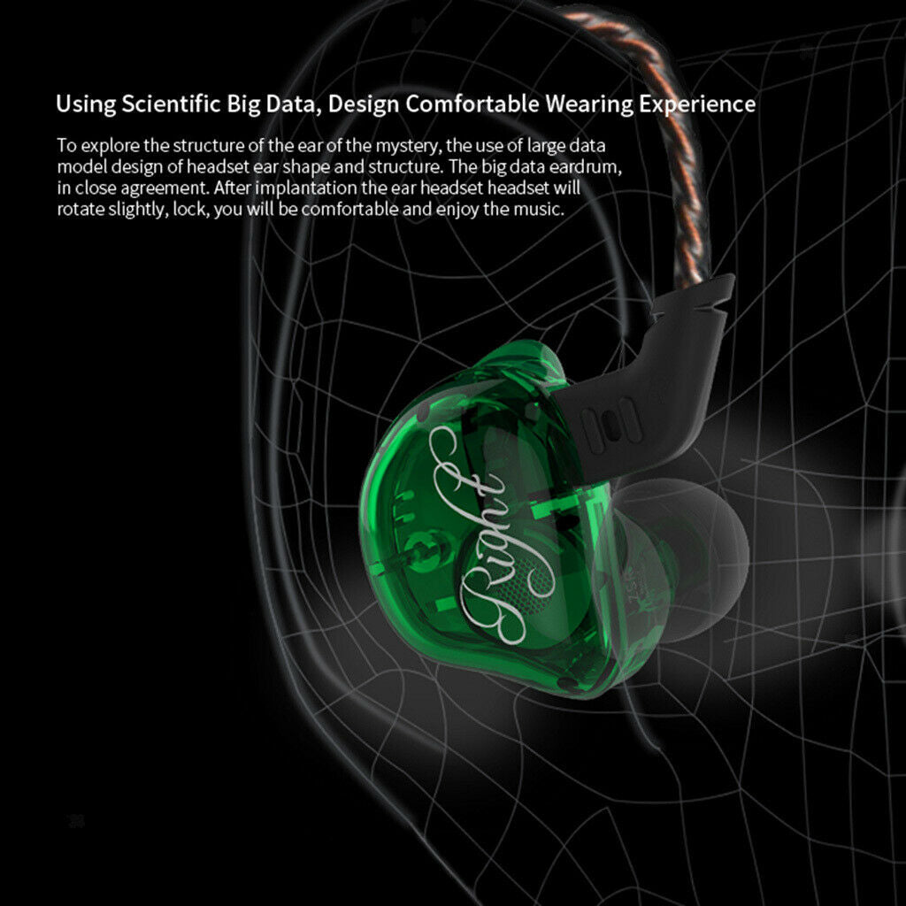 Earphone In Ear Headphone EarBuds Earpiece For Cell Phone Green With Mic