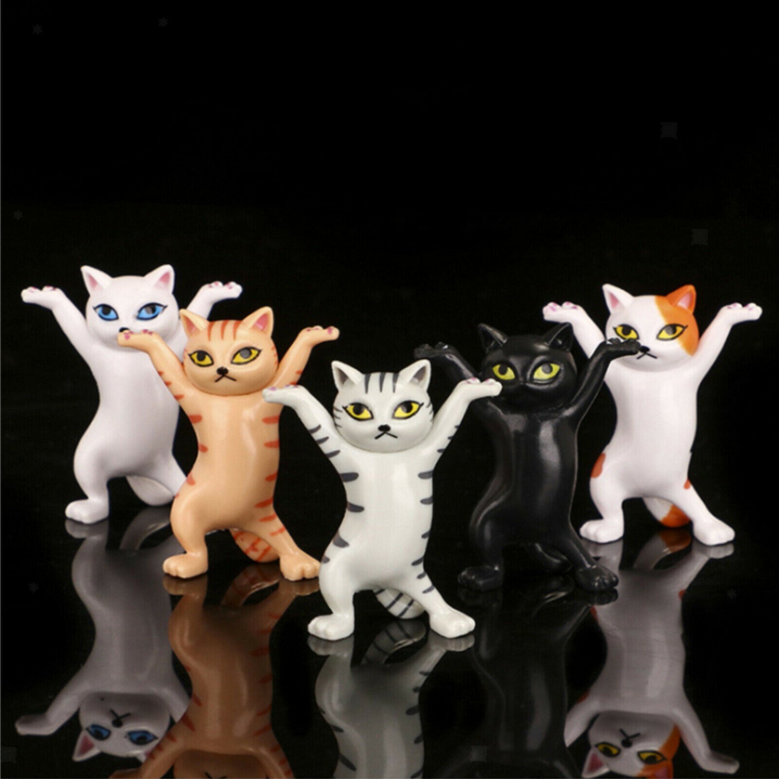 5pcs Dancing Cat Ornament Pen Holder Desktop Bracket Home Decor DIY Crafts