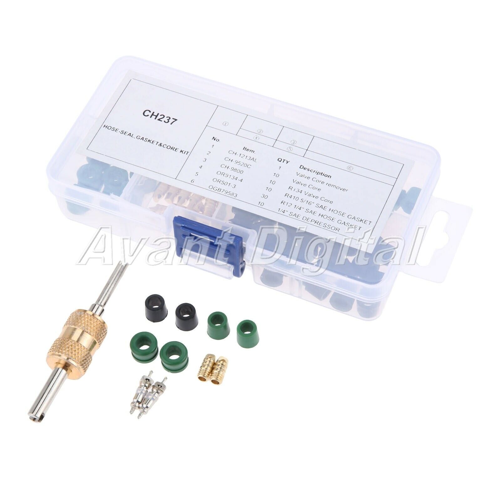 71Pcs Auto A/C Air Conditioning Valve Core Tool Remover Installer Assortment Kit