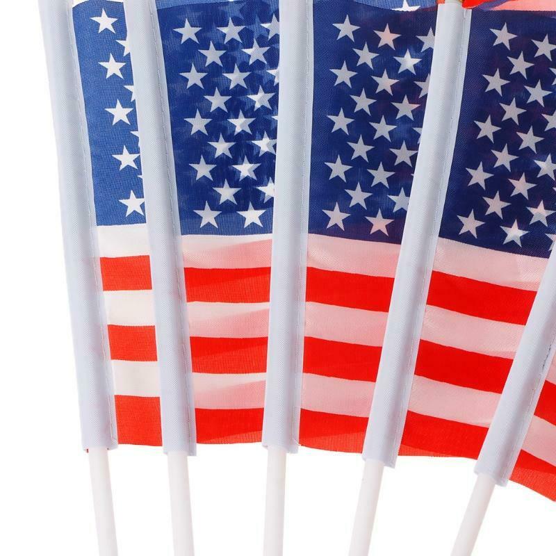 5 Pcs Mini American US USA National Flags Hand Waving Small Banner Poles