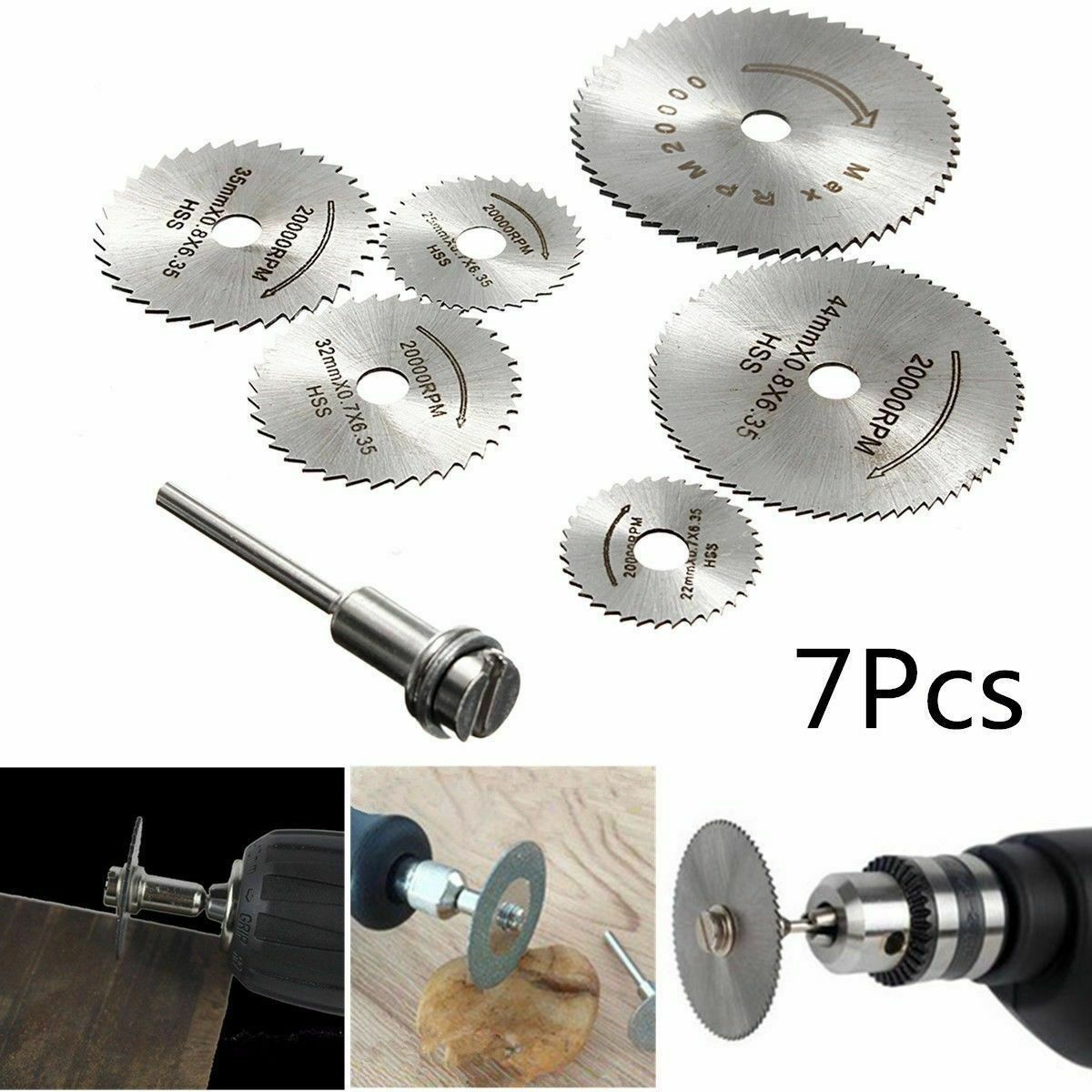 7x Circular Saw Disc Set Accessory Mini Drill Rotary Tool Wood Cutting Blade