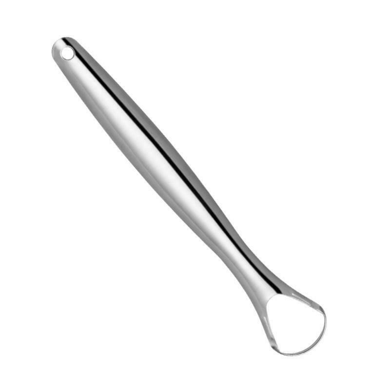 Stainless Steel Tongue Scraper Metal Oral Hygiene Fresh Breath Cleaner Brush