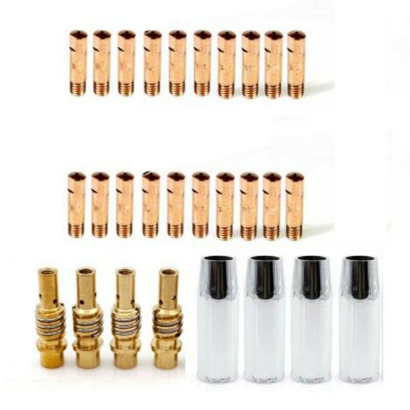 28Pcs MB15 MIG Welding Torch Consumables Holder Conical Gas Nozzle Contact TipH9