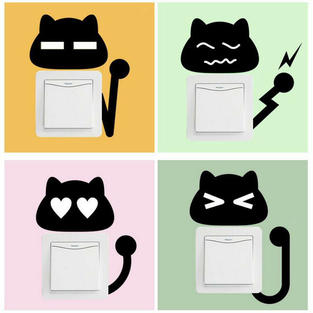 10Pcs/Set DIY Wall Stickers, Cat, Light Switch Decor Decals, Art Mural Baby