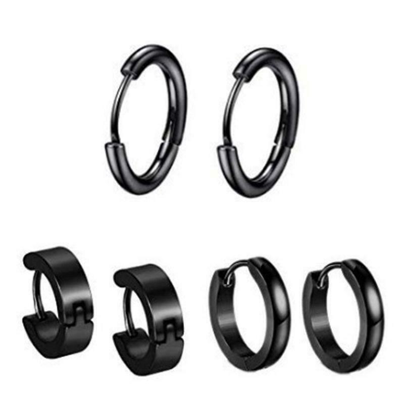 6 Pair/set Trend Men Women Stainless Steel Personality Punk  Earrings Unisex Ear
