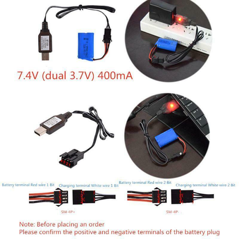 7.4v (3.7v x2) Charger SM-4P Li-ion battery Electric RC Toys car boat USB Charge