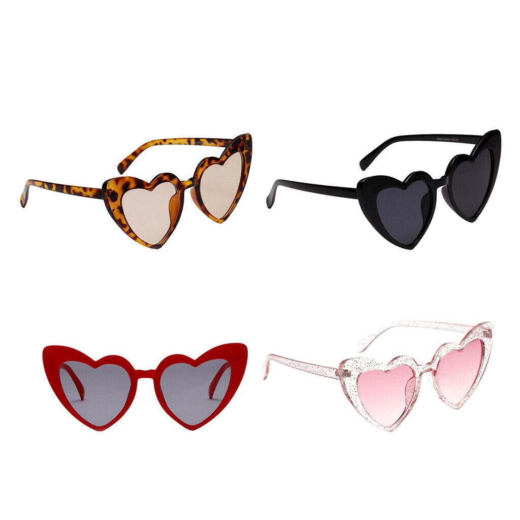 4 Pcs Chic Heart Frame Sunglasses Sun Glasses Luxury Design Party Eyewear