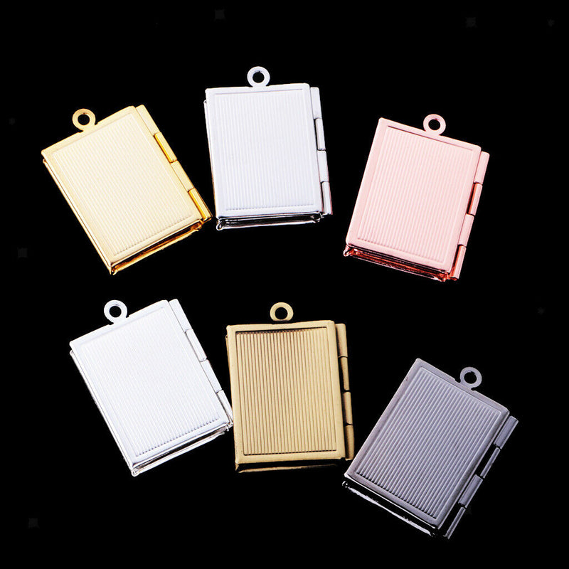 6Pcs Mixed Colors Photo Frame Book Locket Pendant Charm for DIY
