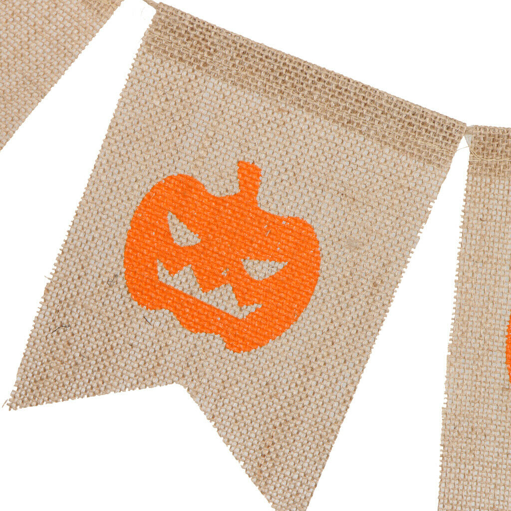 Happy Halloween Hessian Pumpkin Banner Hanging Garland Decoration Photo Prop