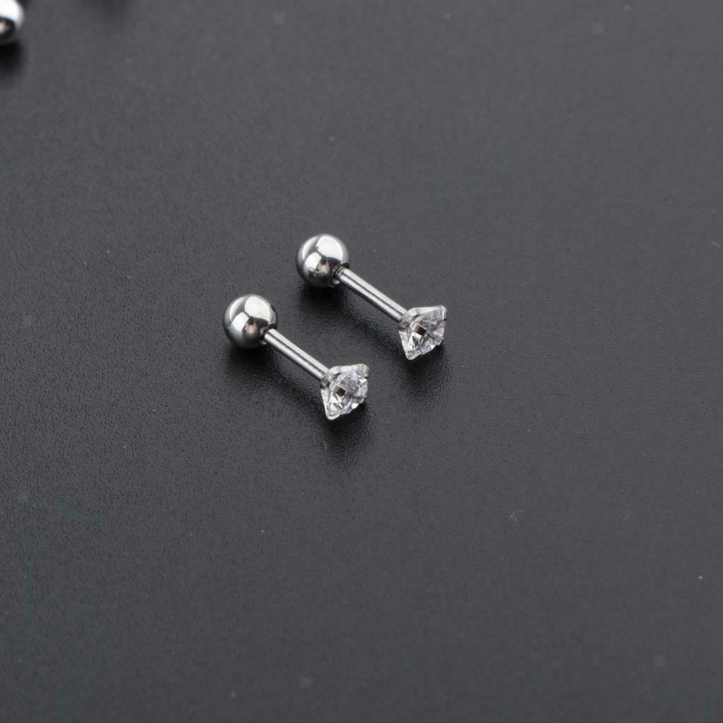 6 Pairs Stainless Steel Ball Earrings Flower Ear Studs and Diamond Ball S