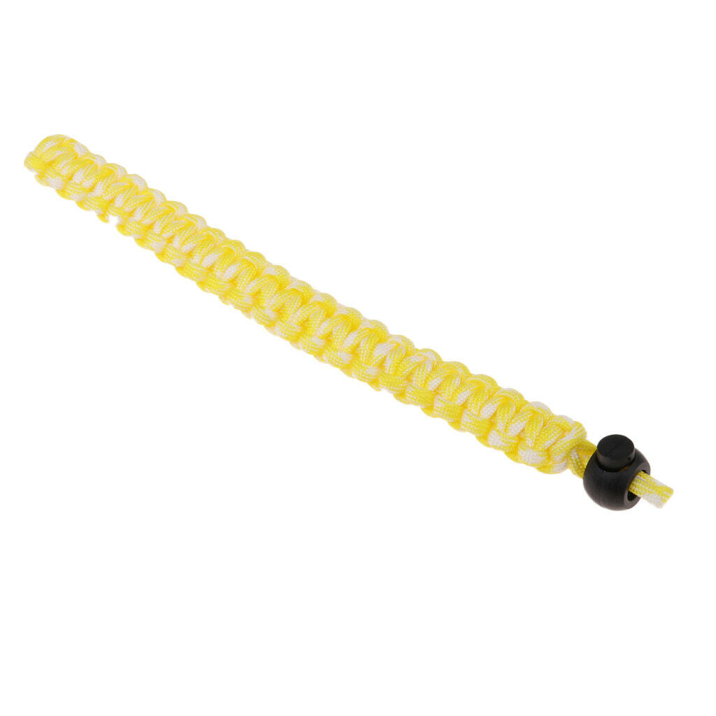 Adjustable Camera Wrist Strap Braided Paracord Hand Lanyard Yellow White