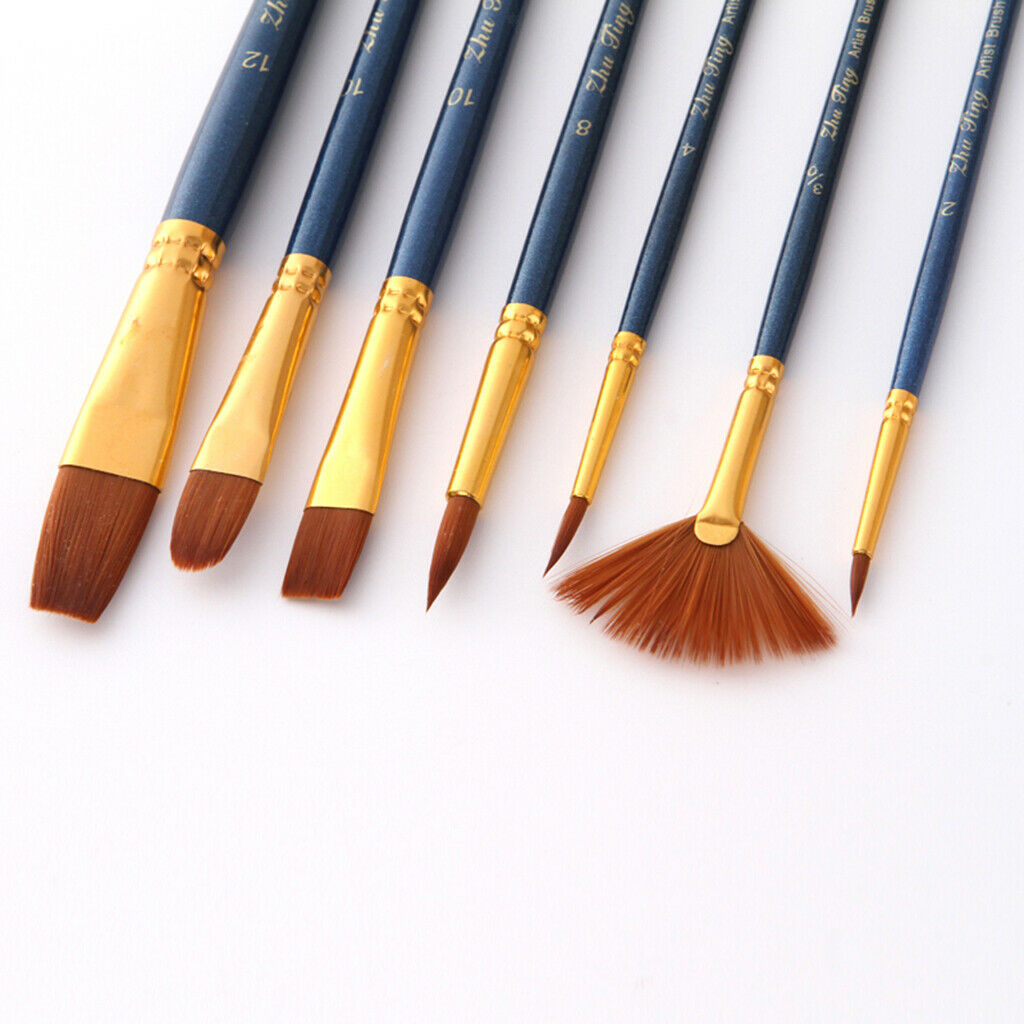 7 Fine Brush Set Artist Brushes Painting Brushes Flat Brushes Oil Painting