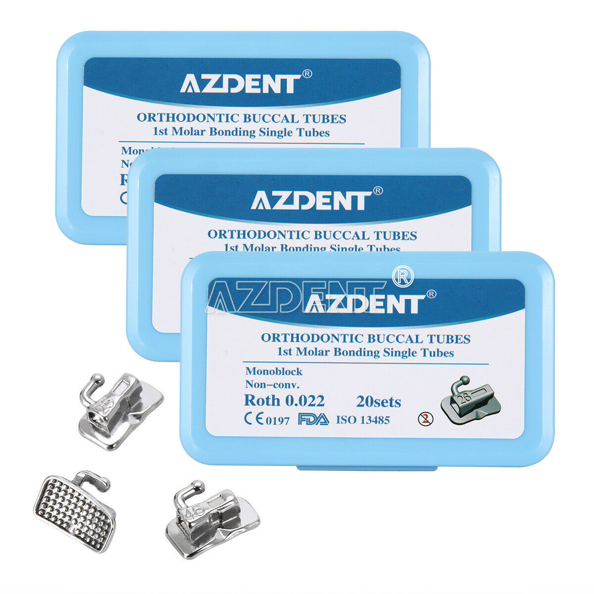 3XDental Ortho Bondable MIM Monoblock Single Buccal Tube 1st Molar Roth 0.022 AZ