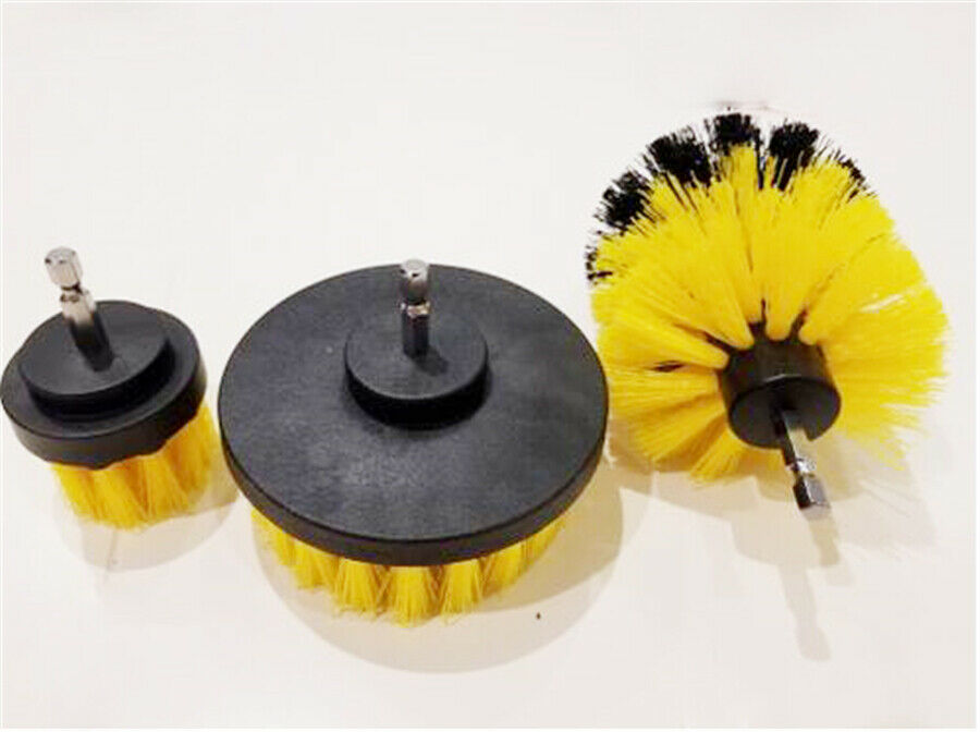 3PCS Round Electric Bristle Drill Brush Tub Rotary Cleaning Tool Set Attachment