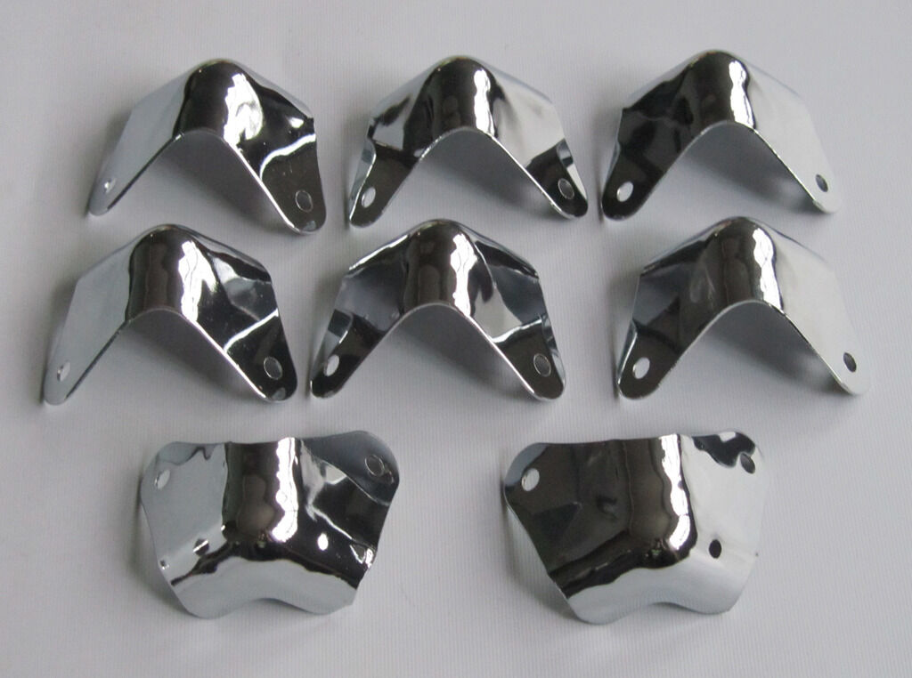 8x Metal 2 Leg Guitar AMP Amplifier Cabinet Corners Polished Chrome for Fender