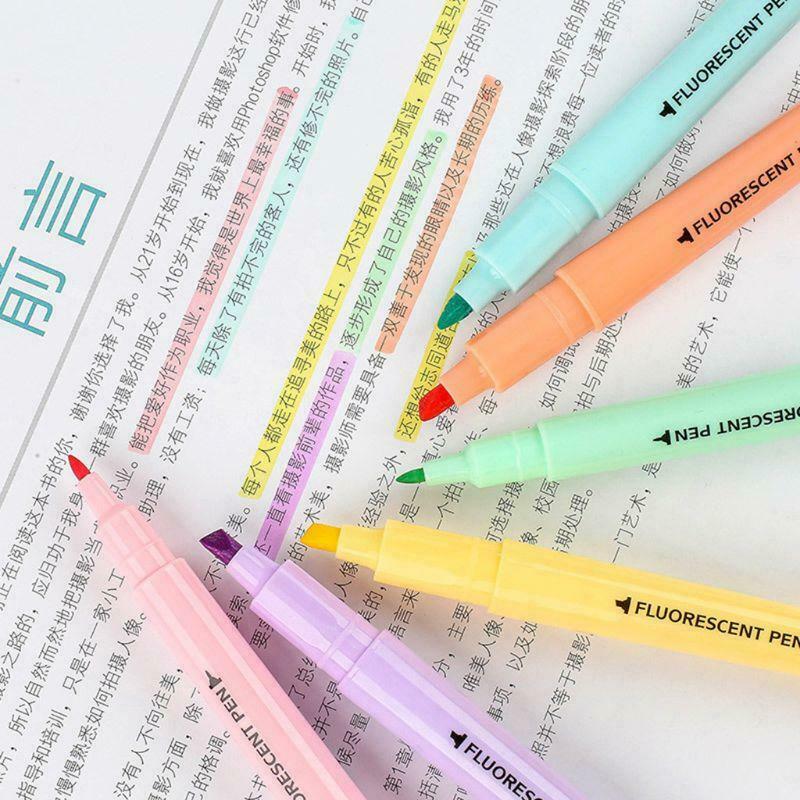 Candy Color Highlighter Pen Double Headed Fluorescent Marker Pen School Supplies