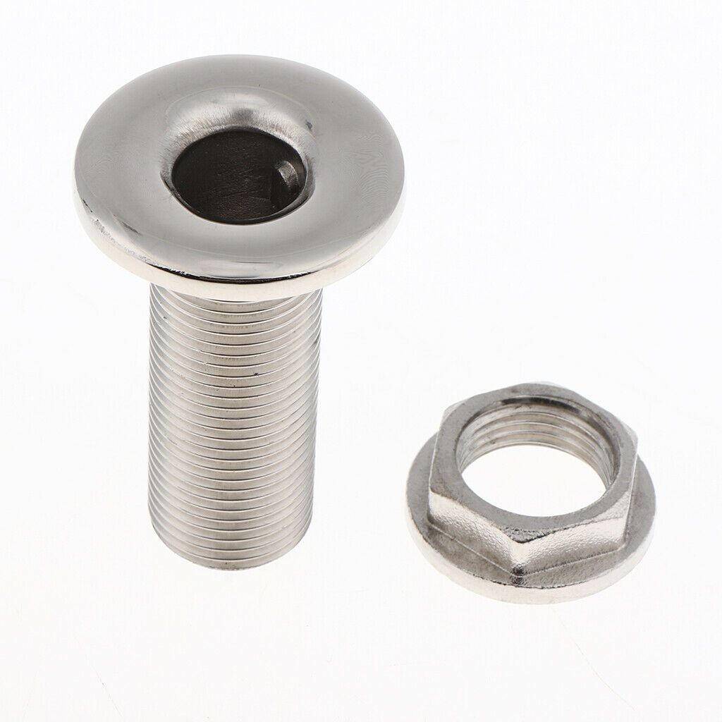 Boat Thru Hull Fitting 1/2" Hose Barb Drain - Marine 316 Stainless Steel
