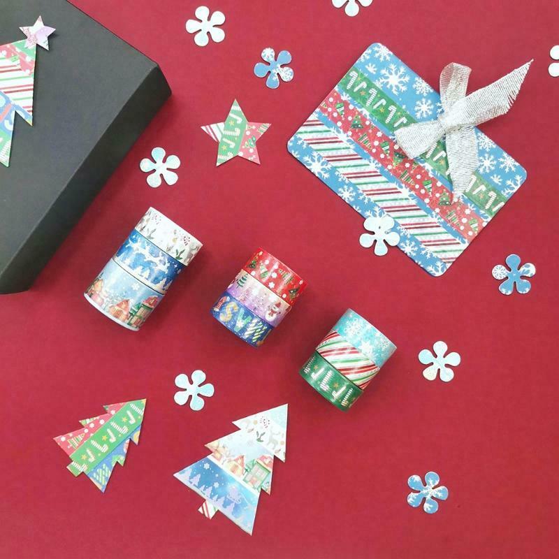 9pcs/set Christmas Washi Tapes Snowman Tree Patterns Tape for Adults Kids DIY